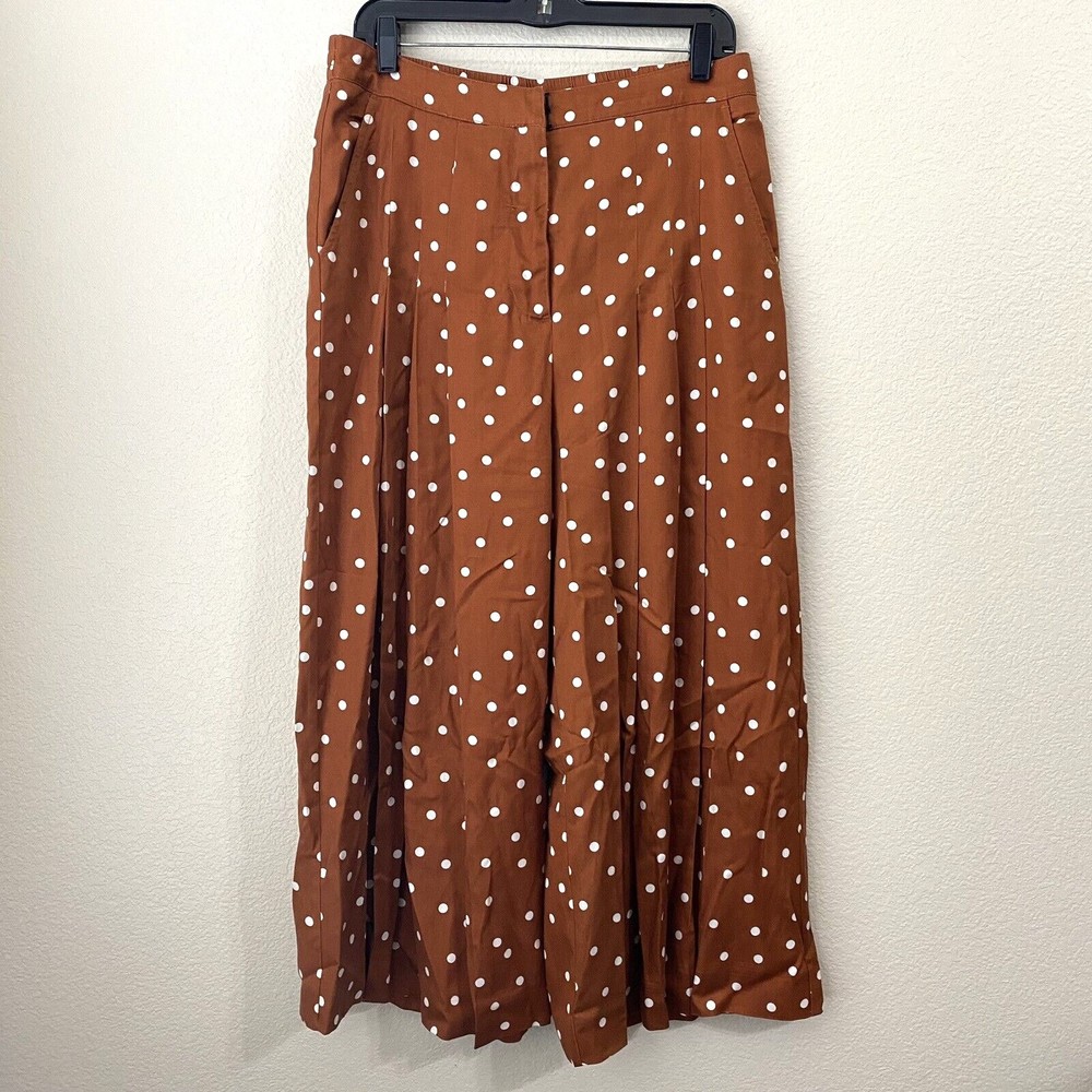 Anthropologie Pants Womens M Polkadot OB1167921 Wide Leg Pleated Isobel trousers